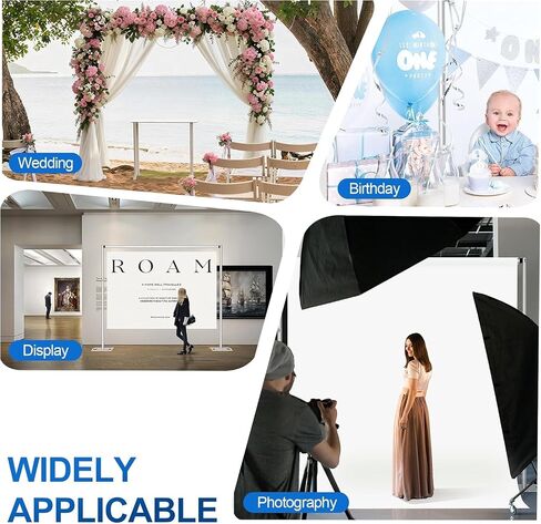 EMART Heavy Duty Backdrop Stand 8.5x10ft Adjustable Pipe and Drape Stand | Photo Backdrop Stand with Carrying Bag for Party Wedding Birthdy Dispaly Festival Baby Shower Decorations Balloon Flower in Kuwait