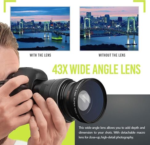 Deluxe Lens Kit ffor Canon EOS R100 R50 R10 with RF-S 18-45mm Kit Lens, for Canon EOS M50 M50 Mark II with EF-M 15-45mm Kit Lens,Includes: 7pc 49mm Filter Set + 49mm Wide Angle and Telephoto Lens in Kuwait