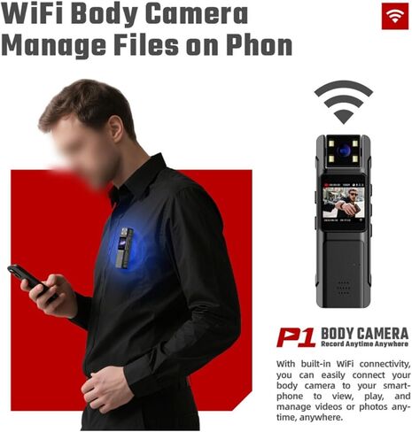 Rotatable Wearable Mini Sports Body Camera | 1080P Mini Body Cam 180° Rotatable Lens for Outdoor Sports Recording in Kuwait