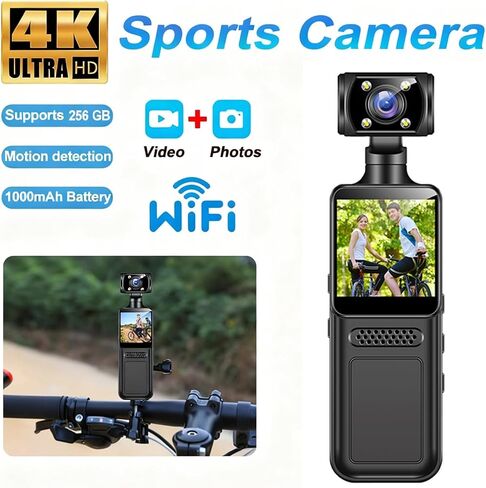 Portable Mini Digital Body Camera | 4K WiFi Mini Body Cam Infrared Night Vision Sports Video Recorder in Kuwait