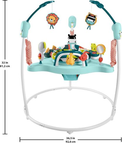 Fisher-Price Baby Bouncer Colorful Corners Jumperoo Activity Center with Music Lights Sounds & Developmental Toys in Kuwait