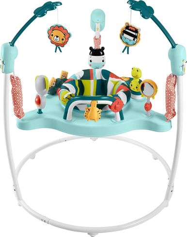 Fisher-Price Baby Bouncer Colorful Corners Jumperoo Activity Center with Music Lights Sounds & Developmental Toys in Kuwait