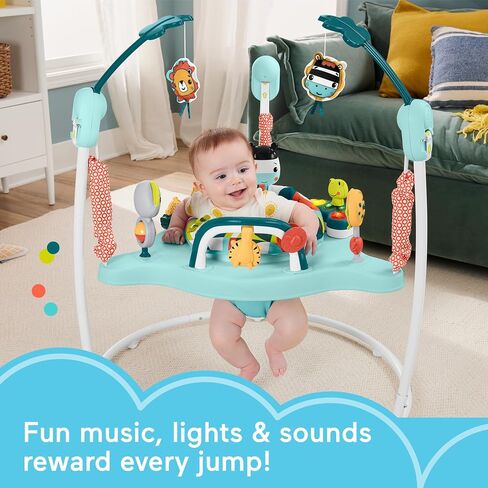 Fisher-Price Baby Bouncer Colorful Corners Jumperoo Activity Center with Music Lights Sounds & Developmental Toys in Kuwait