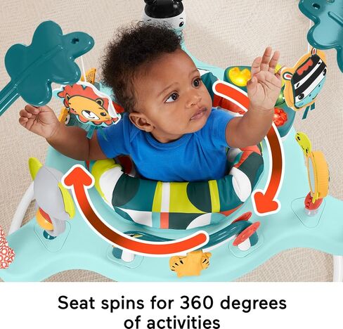 Fisher-Price Baby Bouncer Colorful Corners Jumperoo Activity Center with Music Lights Sounds & Developmental Toys in Kuwait