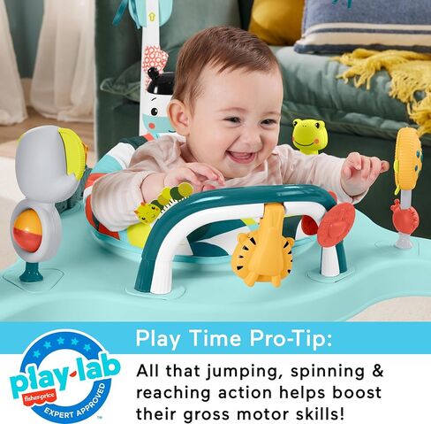 Fisher-Price Baby Bouncer Colorful Corners Jumperoo Activity Center with Music Lights Sounds & Developmental Toys in Kuwait