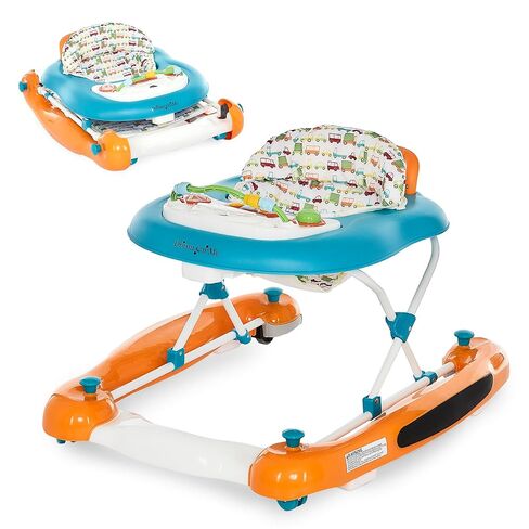 Dream On Me Go-Getter Baby Walker with Rear Push Handle,Easy to Fold,Orange | 2-in-1 Activity Walker and Walk-Behind, Baby Walkers 3 Height Adjustments, Machine-Washable Seat Pad, Detachable Fun Tray in Kuwait