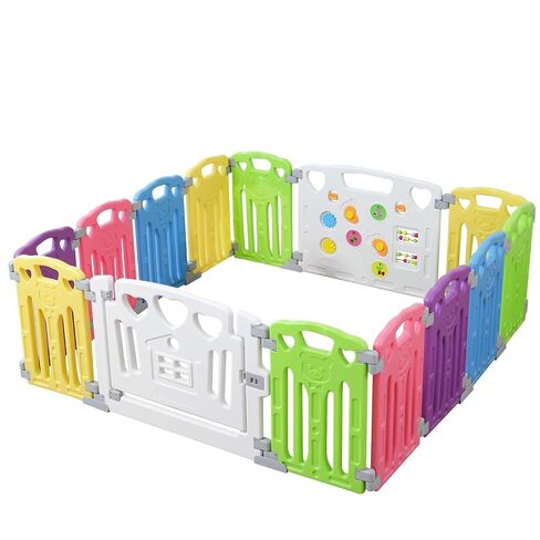 Baby Playpen Kids Activity Centre Safety Play Yard Home Indoor Outdoor New Pen (Multicolour, Classic Set 14 Panel) in Saudi Arabia