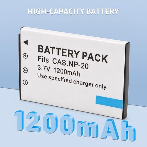 2-Pack NP-20 Battery and Slim LCD Charger, Replacement for Casio NP-20 CNP-20, Compatible with Casio Exilim EX-M1 M2 M20 S1 S2 S3 S20 Z4 Z5 Z6 Z7 Z8 Cameras in Kuwait