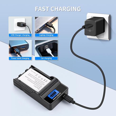 2-Pack NP-20 Battery and Slim LCD Charger, Replacement for Casio NP-20 CNP-20, Compatible with Casio Exilim EX-M1 M2 M20 S1 S2 S3 S20 Z4 Z5 Z6 Z7 Z8 Cameras in Kuwait
