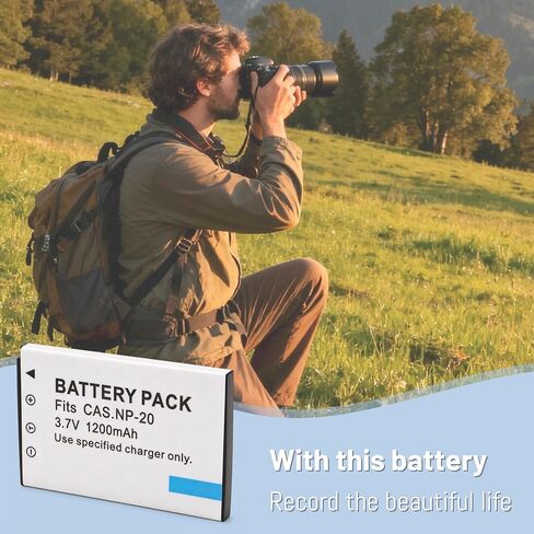 2-Pack NP-20 Battery and Slim LCD Charger, Replacement for Casio NP-20 CNP-20, Compatible with Casio Exilim EX-M1 M2 M20 S1 S2 S3 S20 Z4 Z5 Z6 Z7 Z8 Cameras in Kuwait