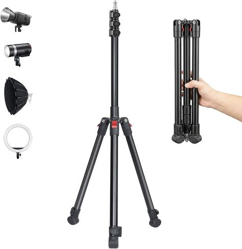 Ruittos Photography Light Stand, Aluminum Tripod, 17-76.8 Inch, Portable Studio Lighting Stand with 1/4" Screw for Strobe Light, Softbox, 8.8lb Load in Kuwait