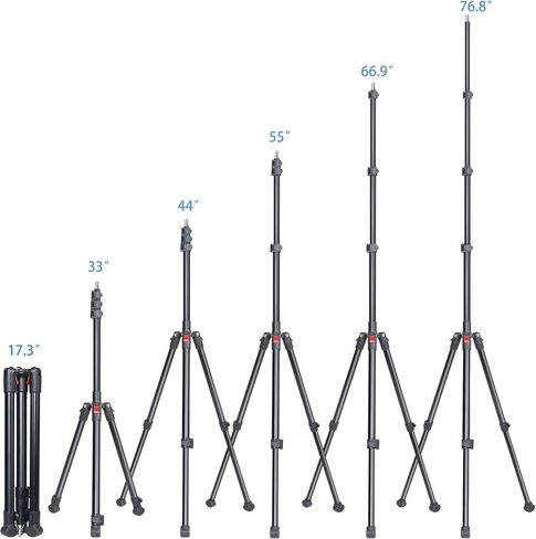Ruittos Photography Light Stand, Aluminum Tripod, 17-76.8 Inch, Portable Studio Lighting Stand with 1/4" Screw for Strobe Light, Softbox, 8.8lb Load in Kuwait