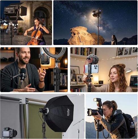Ruittos Photography Light Stand, Aluminum Tripod, 17-76.8 Inch, Portable Studio Lighting Stand with 1/4" Screw for Strobe Light, Softbox, 8.8lb Load in Kuwait
