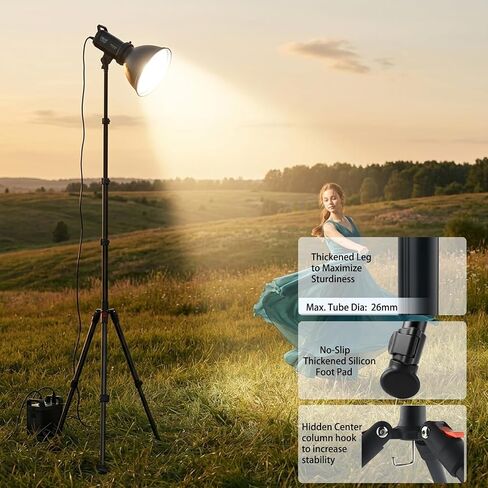 Ruittos Photography Light Stand, Aluminum Tripod, 17-76.8 Inch, Portable Studio Lighting Stand with 1/4" Screw for Strobe Light, Softbox, 8.8lb Load in Kuwait
