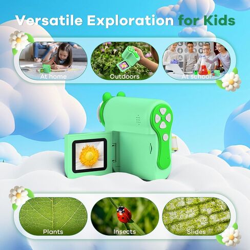 Hideal HP60 IPS Microscope for Kids: [Auto On & Off] [3-in-1] 2" Portable Handheld Microscope Miniscope, Pocket Mini Scope Educational Science Kit, Christmas Birthday Gifts for Kids, PC View, Green in Kuwait