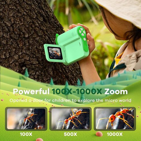Hideal HP60 IPS Microscope for Kids: [Auto On & Off] [3-in-1] 2" Portable Handheld Microscope Miniscope, Pocket Mini Scope Educational Science Kit, Christmas Birthday Gifts for Kids, PC View, Green in Kuwait