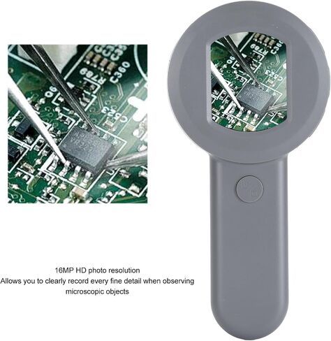 Handheld Digital Microscope, 2.0 Inch Screen USB Microscope Camera Magnifier Function 8LED 16MP 500mAH Battery Easy Observation for Printing for Watch Repair (Gray) in Kuwait