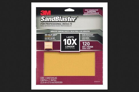 3M 20120-G-4 9" X 11" SandBlaster? 120 Grit Sandpaper With NO-SLIP GRIP? Backing 4 Count in Kuwait