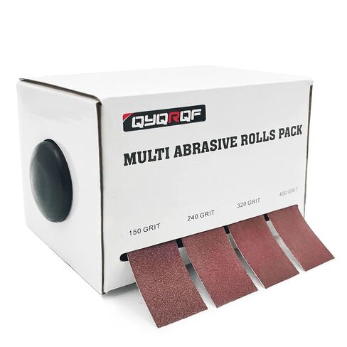 Emery Cloth Roll, 4 Grits Abrasive Sandpaper Rolls Assorted Sand Paper with Dispenser for Woodworking Automotive Metal Polishing, 150 240 320 400 Grits Per Roll 8 Meters in Kuwait