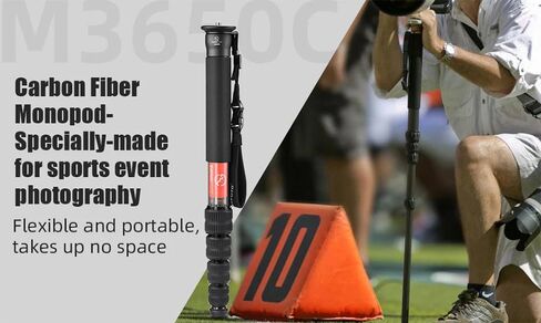 SUNWAYFOTO M3650C + DT-03R CF Monopod 36mm Top Section 10kg 22lb Max Load Carbon Fiber 1/4" / 3/8" Super Portable + Arca Compatible Panning QR Clamp Head in Kuwait