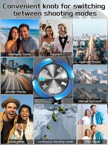 64MP 8K Cameras for Photography with 2.8" Flip Screen & Hot Shoe, 16X Zoom, WiFi, Autofocus – Vlogging Camera for YouTube, Includes 64GB Card & 2 Batteries (Black) in Kuwait