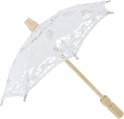 Bridal Lace Cotton Embroidery Parasol for Weddings and Events, Ideal for Photos and Parties, Made of Lace, Plastic and Metal, Normal Sized Parasol in Kuwait