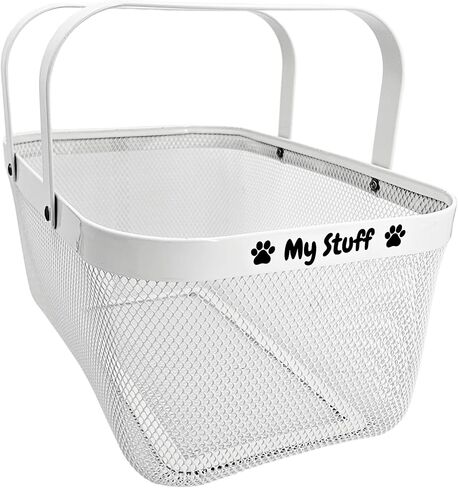 OtterPets Dog Toy Basket Metal Mesh Metal, Chew Proof, 16 (L) x 9.5 (W) x 7 (H) inches Black Dog Toy Bin, Sturdy Pet Toy Basket (White) in Kuwait