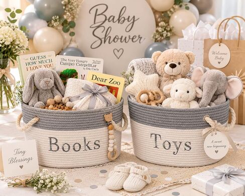 Embroidered Tote Bin - Storage Basket for Nursery - Large Storage Box - Organizing Bedroom, Closet, Classroom (Book Bin) in Saudi Arabia