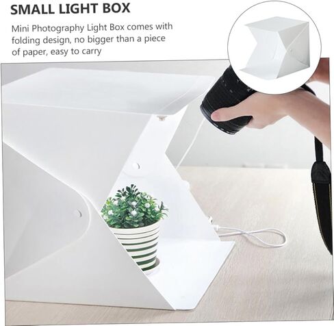 20cm Mini Portable LED Light Box Folding Photography Tent with 2-Color Backdrops, Small Soft Light Cube for Product Shooting and Studio Use in Kuwait