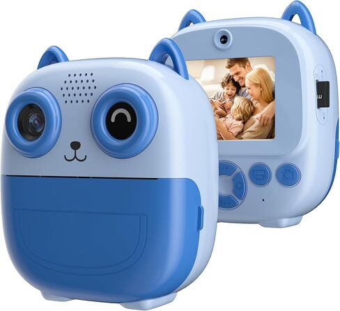 Kids Instant Print Camera, 1080P HD Thermal Inkless Digital Camera | for Kids with 2.4" Screen, Type-C Charging, Shockproof Case, Filters & Games, Gift for Boys Girls Age 3-12 in Kuwait