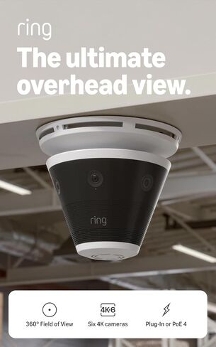 Ring Elite 270 4K, Five Retinal 4K Cameras, 270° Field of View, Built for Business, Panorama Control, Plug-In and PoE Type 4 Compatible, White in Kuwait