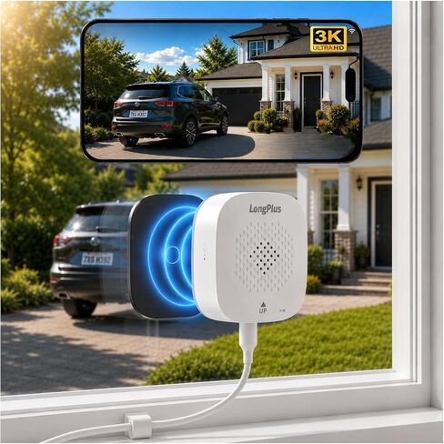 LongPlus 8MP 4K Window Security Camera, WIFI6 Indoor Window Camera | Dual-Band WiFi 6, Full-Color Night Vision, Anti-Glare Optics, 24/7 Recording, AI Detection, No Drilling Required, SD/Cloud in Saudi Arabia