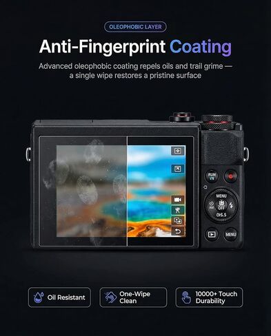 Screen Protector for Canon PowerShot SX740 HS/SX730 HS, 9H Glass | 3-Pack + ABS Box. 9H Hardness, Anti-Scratch, Anti-Bubble, HD Clarity, Anti-Fingerprint, Anti-Glare, Easy Install in Kuwait
