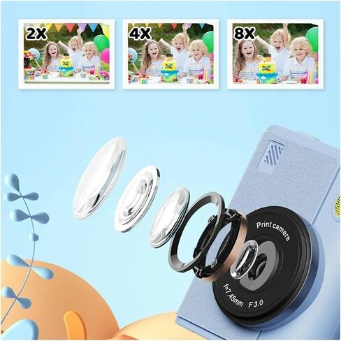 1080P Kids Instant Print Camera 8X Zoom Digital Camera with 32GB Card Gift | Portable Children Digital Camera, Instant Photo Printing, Ideal Birthday & Christmas Gift( ) in Kuwait