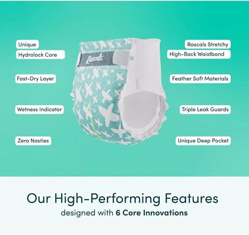 Rascals Premium Absorbent Baby Diapers, Babydiapers, Diapers, Disposable Baby Diapers, Premium Diapers, Fragrance-Free, Latex-Free, Lotion-Free, Size 4, 72 Count- by SAINT LOGISTICS, LLC in Kuwait