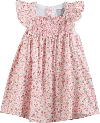 Lil cactus Girls Baby and Toddler Smocked Flutter Dress - Floral Cotton Summer Dress, Lightweight Boutique Outfit in Kuwait