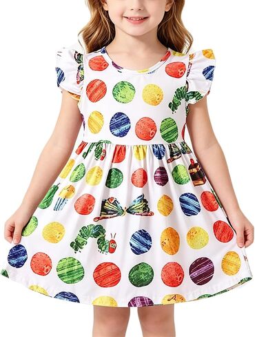 Toddler Girls Dress Caterpillar Print Dresses Outfits 2-8Y in Saudi Arabia