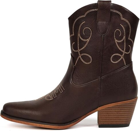 Cowboy Boots for Women Ankle Cowgirl Pointed Toe Western Booties | Timeless classic, simple western-modern style. Versatile for travel, casual days, and more. in Kuwait