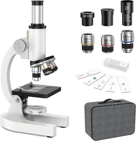 40-2000X Compound Microscope for Kids Adults Beginners | Lightweight Metal-Made / LED Light / Prepared Slide Kit and Storage Case Included / for Science Explore Education Gift in Kuwait