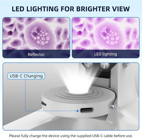 40-2000X Compound Microscope for Kids Adults Beginners | Lightweight Metal-Made / LED Light / Prepared Slide Kit and Storage Case Included / for Science Explore Education Gift in Kuwait