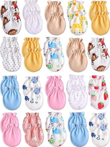 Syhood 20 Pairs Newborn Baby No Scratch Mittens Boy Girl Infant Toddler Unisex Elastic Cotton Wrist Gloves Set for 0-6 Months in Kuwait