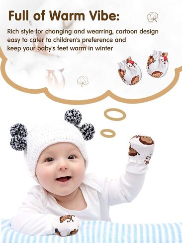 Syhood 20 Pairs Newborn Baby No Scratch Mittens Boy Girl Infant Toddler Unisex Elastic Cotton Wrist Gloves Set for 0-6 Months in Kuwait