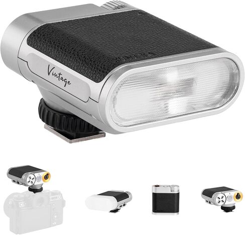 VILTROX Vintage Z1+ Retro On-Camera Flash for Beginners, GN12 Mini Flash with 7-Levels for Portrait, Single-Contact Hot Shoe Flash Speedlight for Camera Sony Fujifilm Canon Nikon Olympus in Kuwait