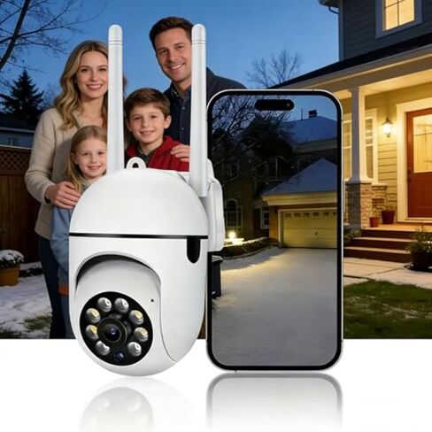 1080P Security Camera, Wireless WiFi Outdoor Home Security Camera for Pet Monitor, Surveillance with 360° Panorama in Kuwait