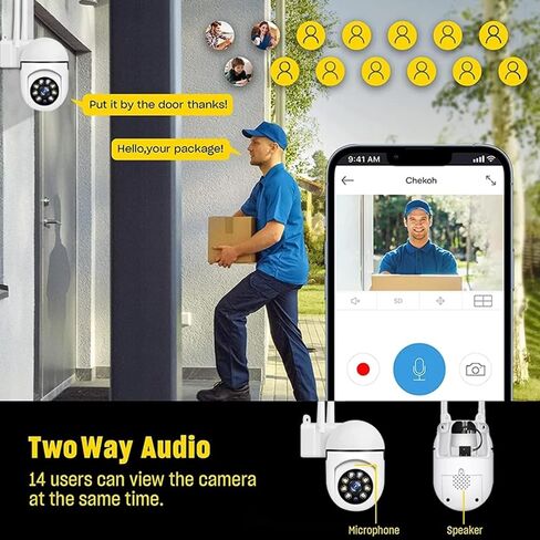 1080P Security Camera, Wireless WiFi Outdoor Home Security Camera for Pet Monitor, Surveillance with 360° Panorama in Kuwait