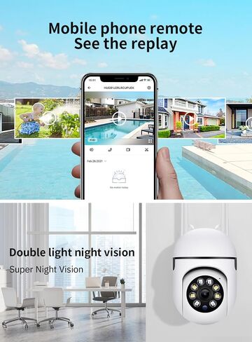 1080P Security Camera, Wireless WiFi Outdoor Home Security Camera for Pet Monitor, Surveillance with 360° Panorama in Kuwait