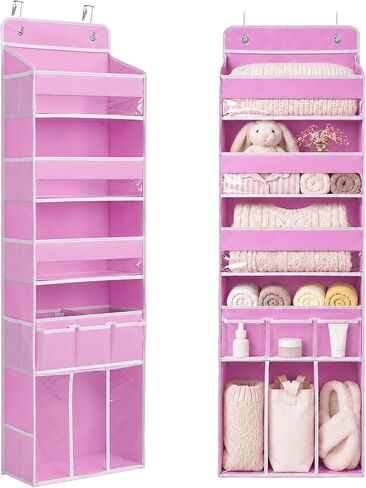 Door Hanging Storage Organizer,with 3 Bins 1 Movable Baby Diaper Caddy,1 Large capacity diaper stacking storage Organizer,10 Side Pockets ,Bedroom Door Storage for Nursery Baby Essentials.Grey 1 Pack. in Kuwait