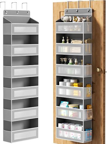 AQOOA 5-Tier Over The Door Organizer 44 lbs Capacity fit Standard Doors | Over the Door Storage 5 Large10 Side Pockets Behind Door Storage, Hanging Shelf for Closet Bathroom Bedroom Nursery, Black in Kuwait