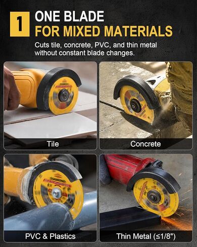 4-1/2" Diamond Multi Purpose Saw Blade 3-Pack | 7/8" Arbor Grinding Wheels for Angle Grinder, Cutting Discs for Marble Quartz Stone Tile Thin Metal Plastic in Kuwait