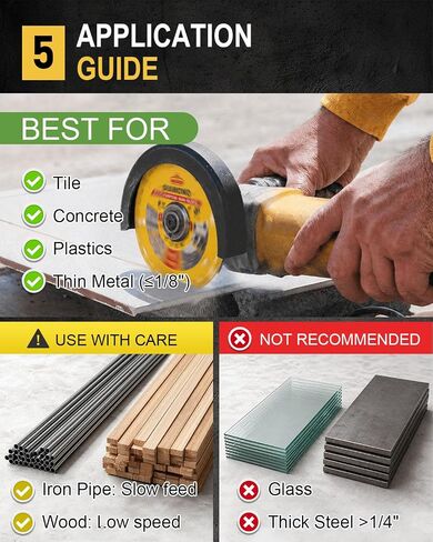 4-1/2" Diamond Multi Purpose Saw Blade 3-Pack | 7/8" Arbor Grinding Wheels for Angle Grinder, Cutting Discs for Marble Quartz Stone Tile Thin Metal Plastic in Kuwait